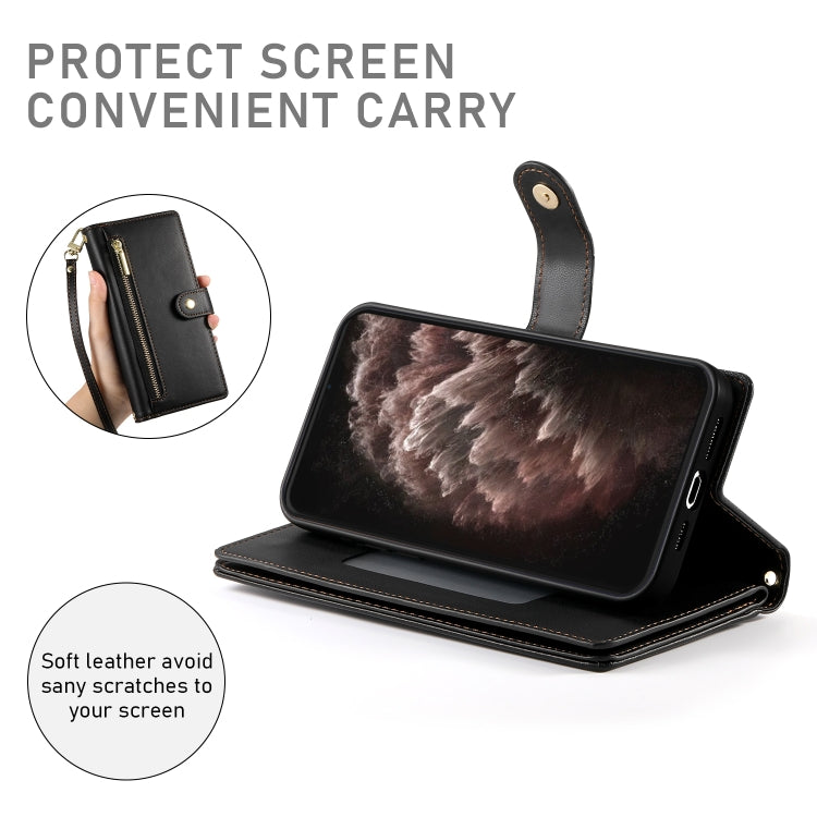 For iPhone 11 Pro Max Nine Card-slot Zipper Wallet Bag Leather Phone Case(Black) - iPhone 11 Pro Max Cases by buy2fix | Online Shopping UK | buy2fix
