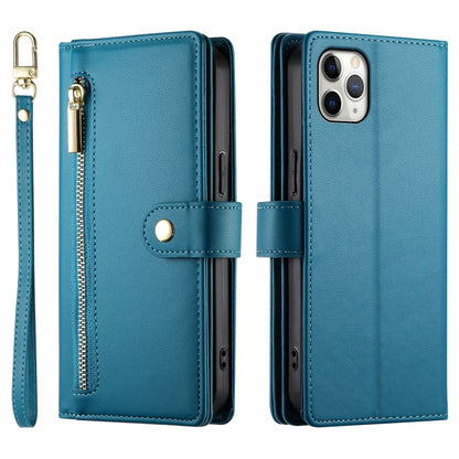 For iPhone 11 Pro Max Nine Card-slot Zipper Wallet Bag Leather Phone Case(Blue) - iPhone 11 Pro Max Cases by buy2fix | Online Shopping UK | buy2fix