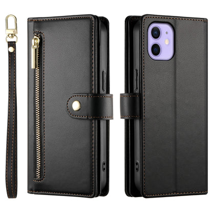 For iPhone 12 / 12 Pro Nine Card-slot Zipper Wallet Bag Leather Phone Case(Black) - iPhone 12 / 12 Pro Cases by buy2fix | Online Shopping UK | buy2fix