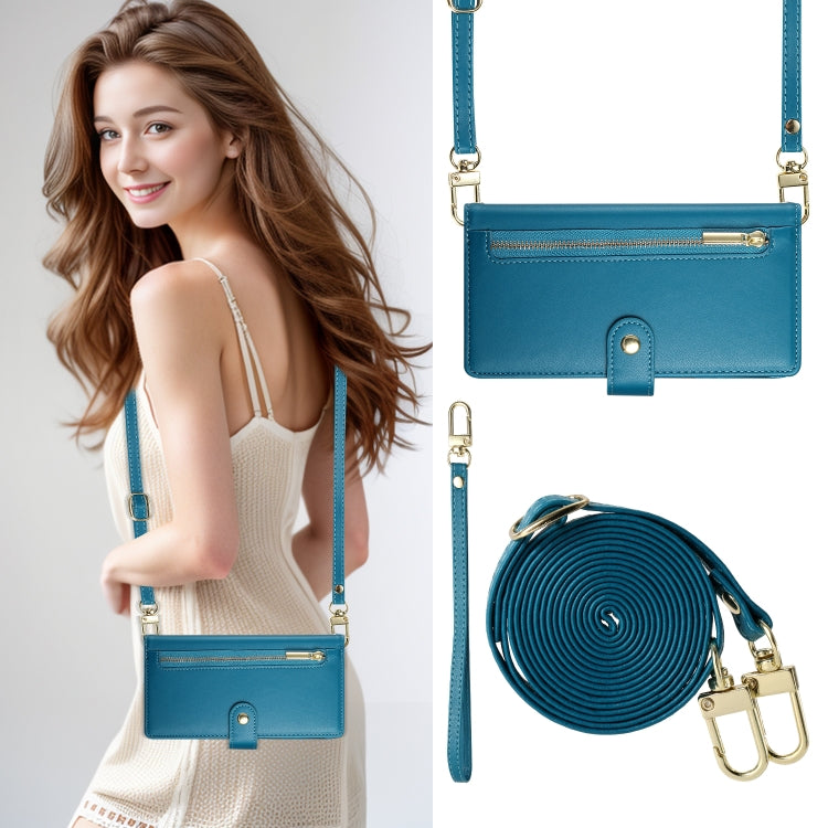 For iPhone 12 / 12 Pro Nine Card-slot Zipper Wallet Bag Leather Phone Case(Blue) - iPhone 12 / 12 Pro Cases by buy2fix | Online Shopping UK | buy2fix