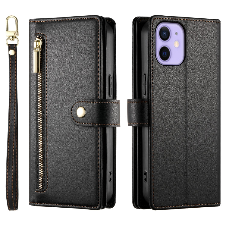 For iPhone 12 mini Nine Card-slot Zipper Wallet Bag Leather Phone Case(Black) - iPhone 12 mini Cases by buy2fix | Online Shopping UK | buy2fix