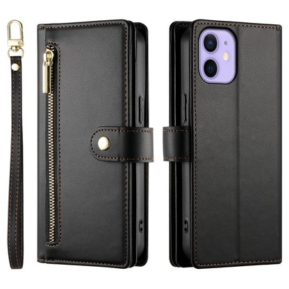 For iPhone 12 mini Nine Card-slot Zipper Wallet Bag Leather Phone Case(Black) - iPhone 12 mini Cases by buy2fix | Online Shopping UK | buy2fix