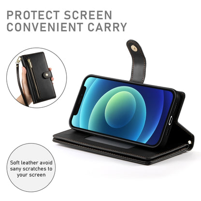 For iPhone 12 mini Nine Card-slot Zipper Wallet Bag Leather Phone Case(Black) - iPhone 12 mini Cases by buy2fix | Online Shopping UK | buy2fix