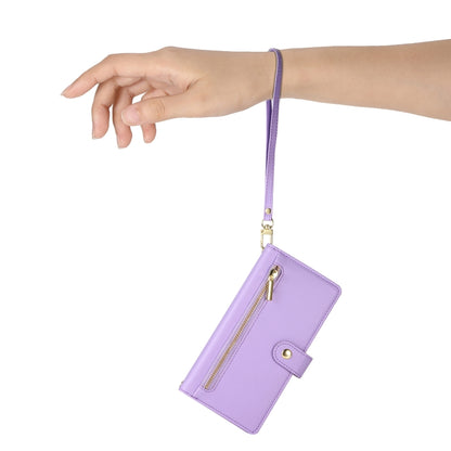 For iPhone 12 Pro Max Nine Card-slot Zipper Wallet Bag Leather Phone Case(Purple) - iPhone 12 Pro Max Cases by buy2fix | Online Shopping UK | buy2fix