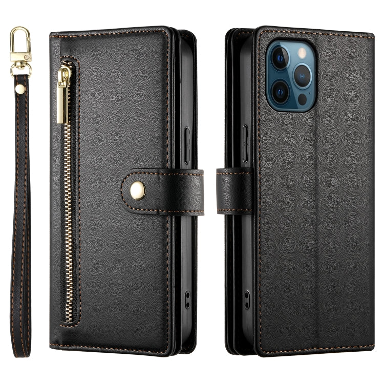 For iPhone 12 Pro Max Nine Card-slot Zipper Wallet Bag Leather Phone Case(Black) - iPhone 12 Pro Max Cases by buy2fix | Online Shopping UK | buy2fix