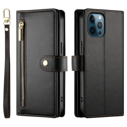 For iPhone 12 Pro Max Nine Card-slot Zipper Wallet Bag Leather Phone Case(Black) - iPhone 12 Pro Max Cases by buy2fix | Online Shopping UK | buy2fix