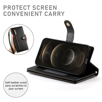 For iPhone 12 Pro Max Nine Card-slot Zipper Wallet Bag Leather Phone Case(Black) - iPhone 12 Pro Max Cases by buy2fix | Online Shopping UK | buy2fix