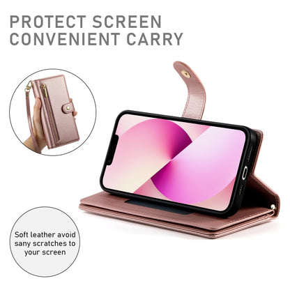For iPhone 13 Nine Card-slot Zipper Wallet Bag Leather Phone Case(Pink) - iPhone 13 Cases by buy2fix | Online Shopping UK | buy2fix