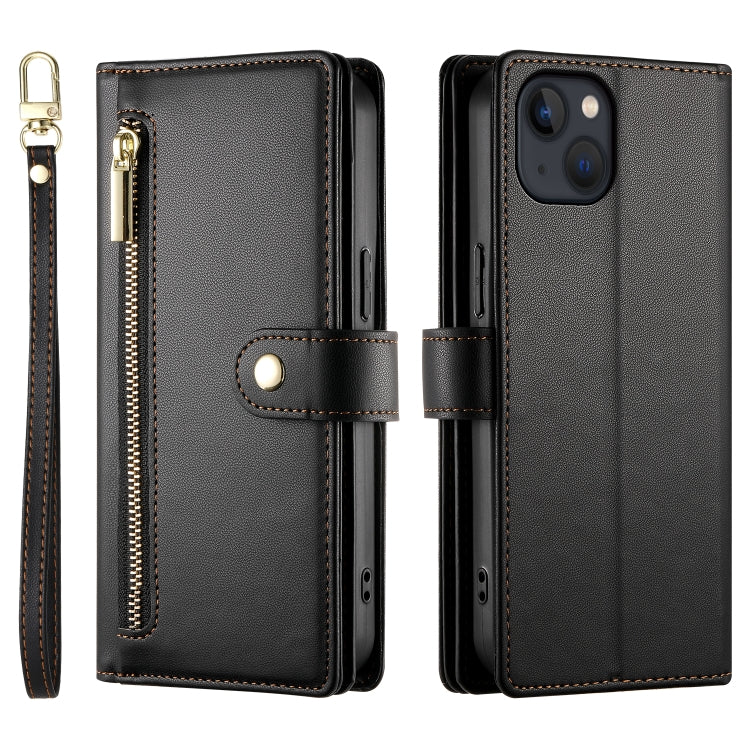 For iPhone 13 Nine Card-slot Zipper Wallet Bag Leather Phone Case(Black) - iPhone 13 Cases by buy2fix | Online Shopping UK | buy2fix