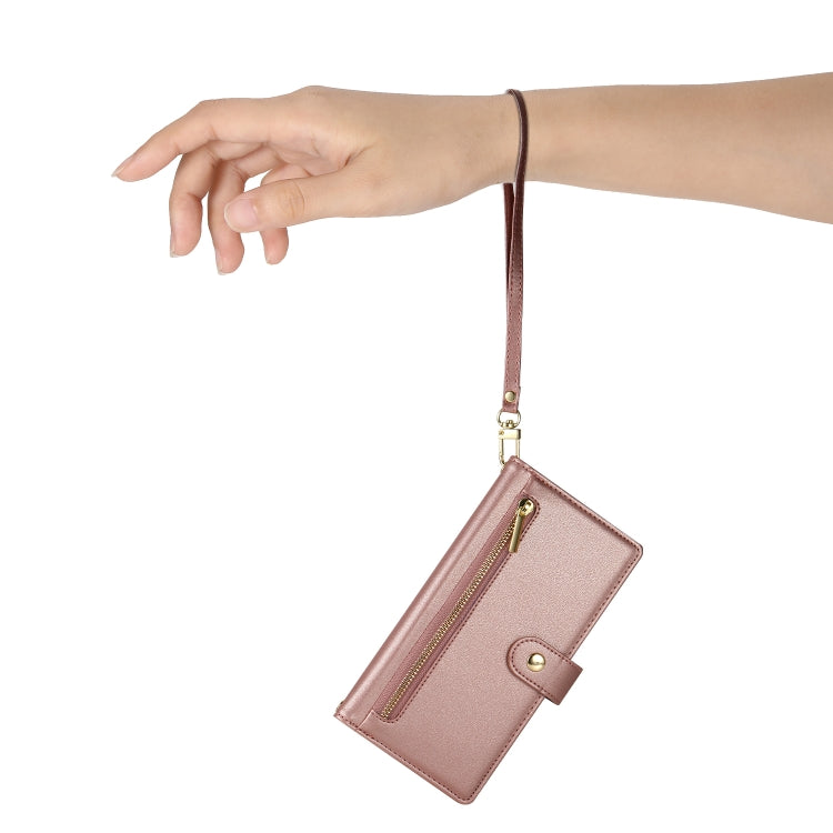 For iPhone 13 mini Nine Card-slot Zipper Wallet Bag Leather Phone Case(Pink) - iPhone 13 mini Cases by buy2fix | Online Shopping UK | buy2fix