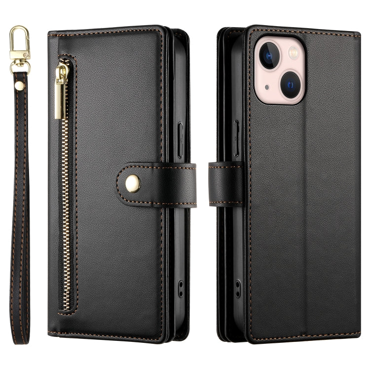 For iPhone 13 mini Nine Card-slot Zipper Wallet Bag Leather Phone Case(Black) - iPhone 13 mini Cases by buy2fix | Online Shopping UK | buy2fix