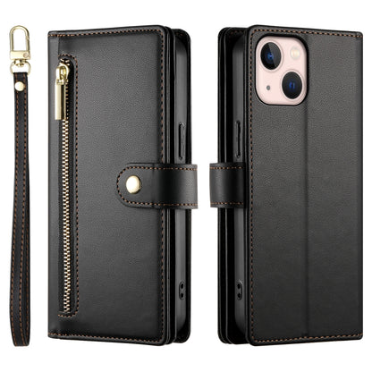 For iPhone 13 mini Nine Card-slot Zipper Wallet Bag Leather Phone Case(Black) - iPhone 13 mini Cases by buy2fix | Online Shopping UK | buy2fix