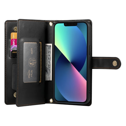 For iPhone 13 mini Nine Card-slot Zipper Wallet Bag Leather Phone Case(Black) - iPhone 13 mini Cases by buy2fix | Online Shopping UK | buy2fix