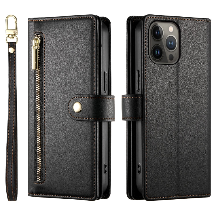 For iPhone 13 Pro Max Nine Card-slot Zipper Wallet Bag Leather Phone Case(Black) - iPhone 13 Pro Max Cases by buy2fix | Online Shopping UK | buy2fix