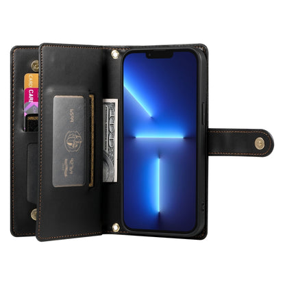 For iPhone 13 Pro Max Nine Card-slot Zipper Wallet Bag Leather Phone Case(Black) - iPhone 13 Pro Max Cases by buy2fix | Online Shopping UK | buy2fix