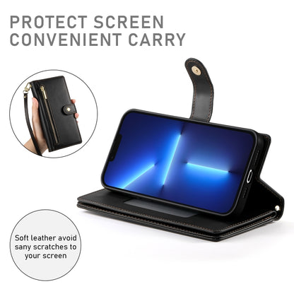 For iPhone 13 Pro Max Nine Card-slot Zipper Wallet Bag Leather Phone Case(Black) - iPhone 13 Pro Max Cases by buy2fix | Online Shopping UK | buy2fix