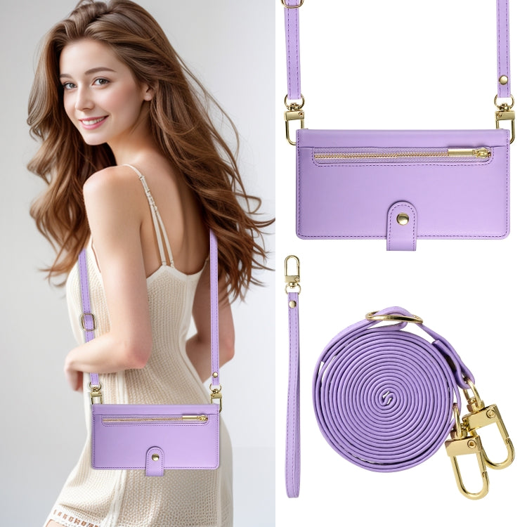 For iPhone 14 Nine Card-slot Zipper Wallet Bag Leather Phone Case(Purple) - iPhone 14 Cases by buy2fix | Online Shopping UK | buy2fix