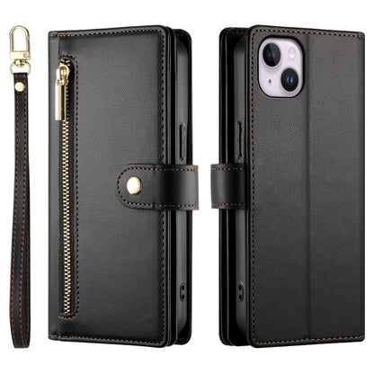 For iPhone 14 Plus Nine Card-slot Zipper Wallet Bag Leather Phone Case(Black) - iPhone 14 Plus Cases by buy2fix | Online Shopping UK | buy2fix