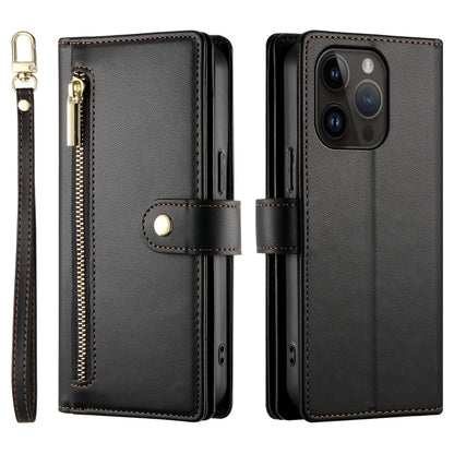 For iPhone 14 Pro Nine Card-slot Zipper Wallet Bag Leather Phone Case(Black) - iPhone 14 Pro Cases by buy2fix | Online Shopping UK | buy2fix