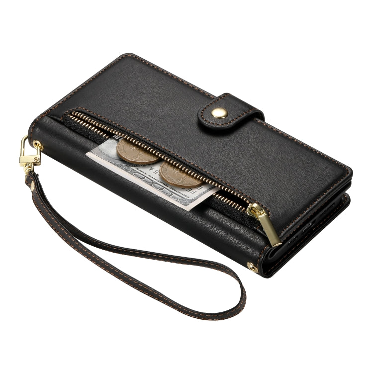 For iPhone 14 Pro Nine Card-slot Zipper Wallet Bag Leather Phone Case(Black) - iPhone 14 Pro Cases by buy2fix | Online Shopping UK | buy2fix