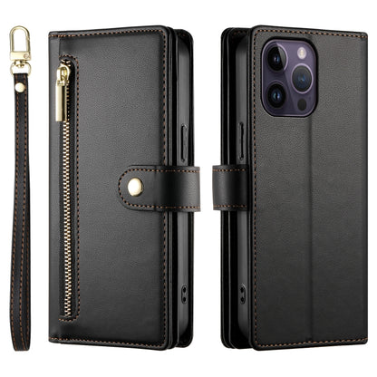 For iPhone 14 Pro Max Nine Card-slot Zipper Wallet Bag Leather Phone Case(Black) - iPhone 14 Pro Max Cases by buy2fix | Online Shopping UK | buy2fix