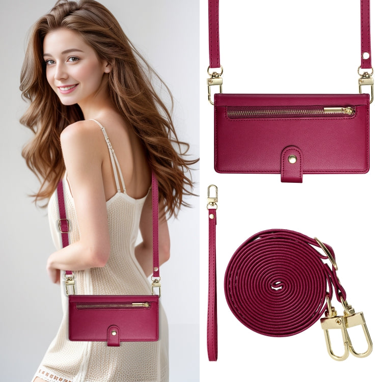 For iPhone 15 Nine Card-slot Zipper Wallet Bag Leather Phone Case(Red) - iPhone 15 Cases by buy2fix | Online Shopping UK | buy2fix