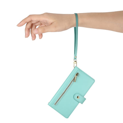 For iPhone 15 Pro Max Nine Card-slot Zipper Wallet Bag Leather Phone Case(Mint Green) - iPhone 15 Pro Max Cases by buy2fix | Online Shopping UK | buy2fix