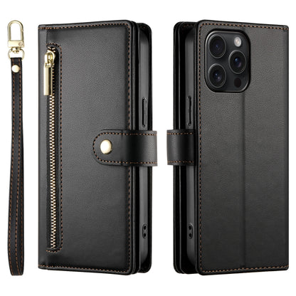 For iPhone 15 Pro Max Nine Card-slot Zipper Wallet Bag Leather Phone Case(Black) - iPhone 15 Pro Max Cases by buy2fix | Online Shopping UK | buy2fix