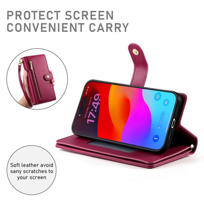 For iPhone Air Nine Card-slot Zipper Wallet Bag Leather Phone Case(Red) - iPhone Air Cases by buy2fix | Online Shopping UK | buy2fix