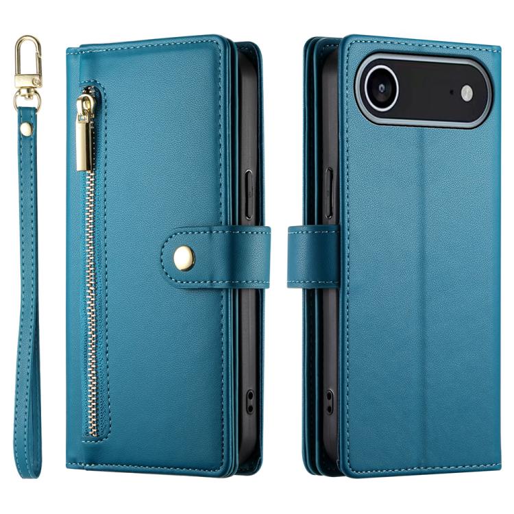 For iPhone Air Nine Card-slot Zipper Wallet Bag Leather Phone Case(Blue) - iPhone Air Cases by buy2fix | Online Shopping UK | buy2fix