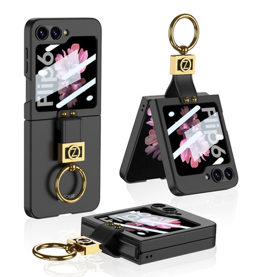 For Samsung Galaxy Z Flip6 / Flip7 FE GKK Integrated Ultra-thin Phone Case with Z Ring Holder(Black)