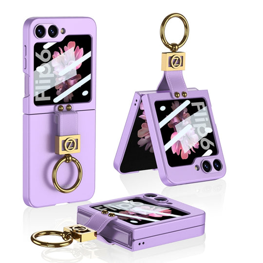 For Samsung Galaxy Z Flip6 / Flip7 FE GKK Integrated Ultra-thin Phone Case with Z Ring Holder(Purple)