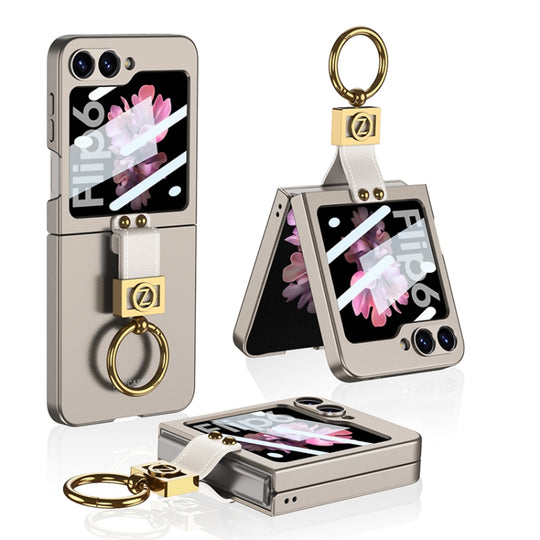 For Samsung Galaxy Z Flip6 / Flip7 FE GKK Integrated Ultra-thin Phone Case with Z Ring Holder(Titanium Grey)