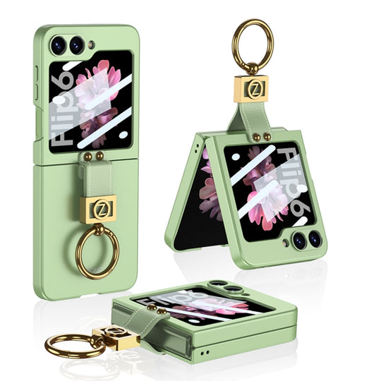 For Samsung Galaxy Z Flip6 / Flip7 FE GKK Integrated Ultra-thin Phone Case with Z Ring Holder(Light Green)