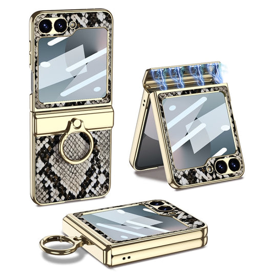For Samsung Galaxy Z Flip7 FE / Flip6 GKK Integrated Electroplated Crocodile Texture Leather Phone Case with Ring(Python Texture) by GKK