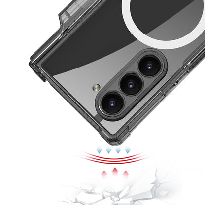 For Samsung Galaxy Z Fold6 GKK Integrated Airbag Hinge Full Coverage MagSafe Phone Case with Holder / Pen Box, Not Included Pen(Black) by GKK