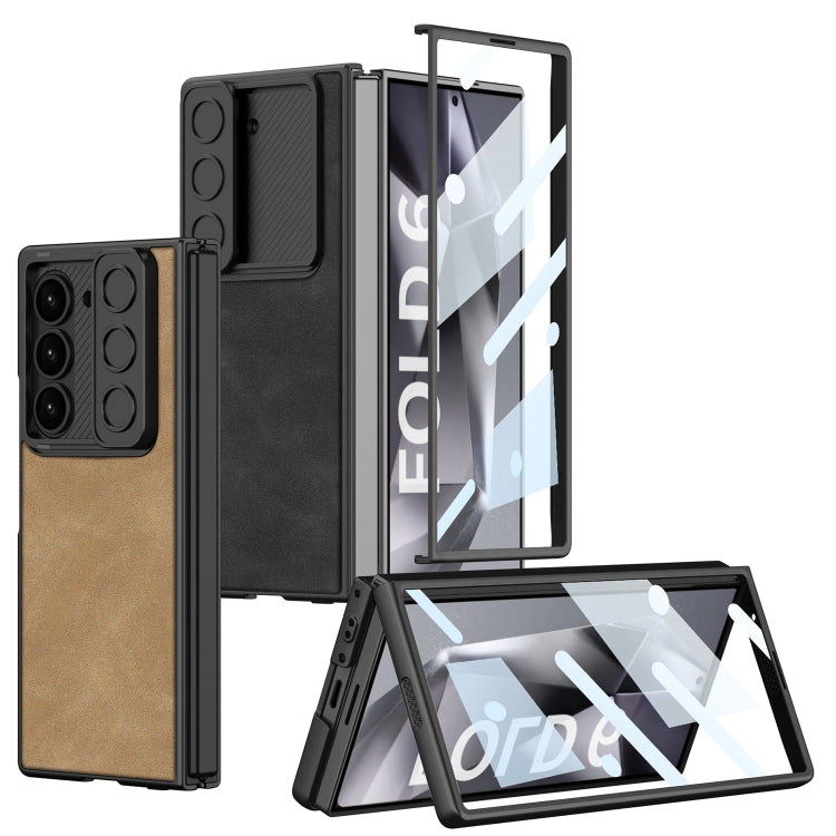 For Samsung Galaxy Z Fold6 GKK Integrated Ultra-thin Sliding Window Frosted Leather Phone Case(Black) - Galaxy Z Fold6 5G Cases by GKK | Online Shopping UK | buy2fix