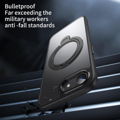 For iPhone 16e Double Ring MagSafe Magnetic Holder Phone Case(Matte Grey) - iPhone 16e Cases by buy2fix | Online Shopping UK | buy2fix