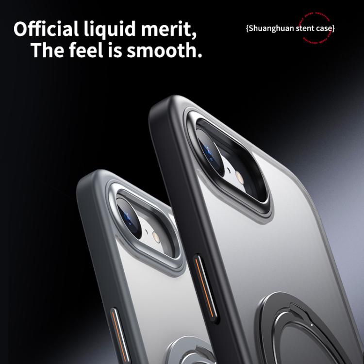 For iPhone 16e Double Ring MagSafe Magnetic Holder Phone Case(Transparent) - iPhone 16e Cases by buy2fix | Online Shopping UK | buy2fix