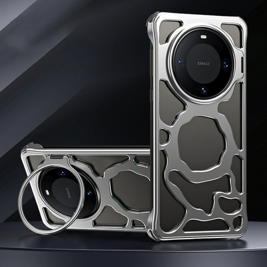 For Huawei Mate 60 Pro+ Auspicious Cloud Series MagSafe Metal Phone Case with Bracket(Silver) - Huawei Cases by buy2fix | Online Shopping UK | buy2fix