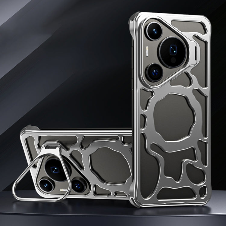 For Huawei Pura 70 Auspicious Cloud Series MagSafe Metal Phone Case with Bracket(Silver) - Huawei Cases by buy2fix | Online Shopping UK | buy2fix