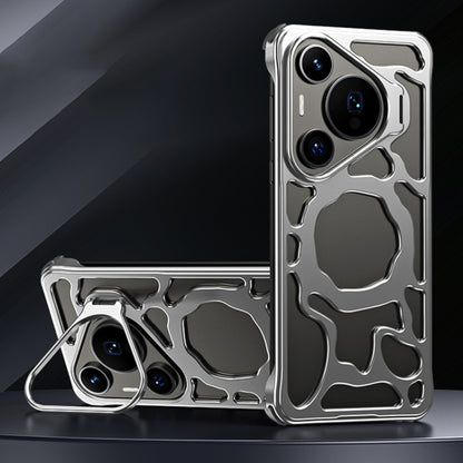 For Huawei Pura 70 Auspicious Cloud Series MagSafe Metal Phone Case with Bracket(Silver) - Huawei Cases by buy2fix | Online Shopping UK | buy2fix