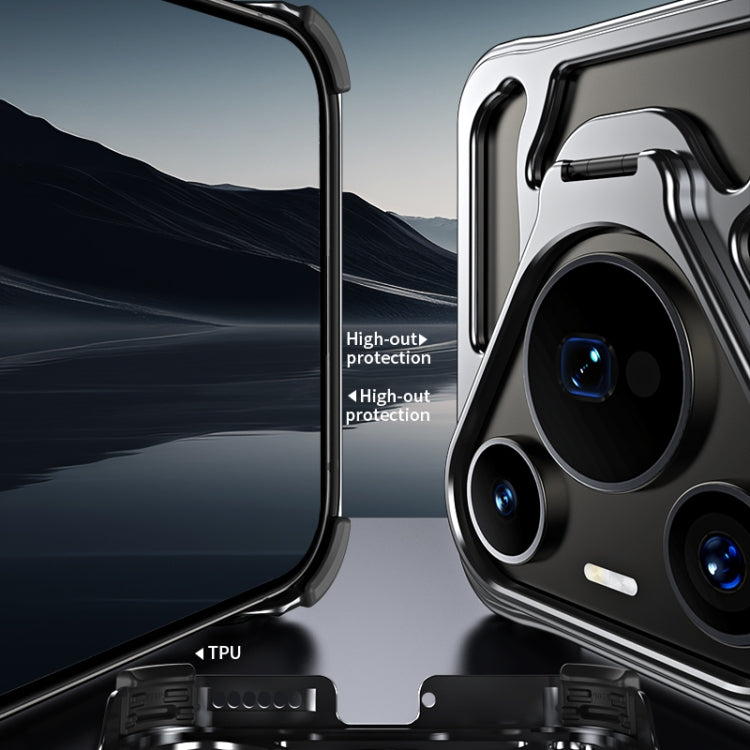 For Huawei Pura 70 Auspicious Cloud Series MagSafe Metal Phone Case with Bracket(Silver) - Huawei Cases by buy2fix | Online Shopping UK | buy2fix