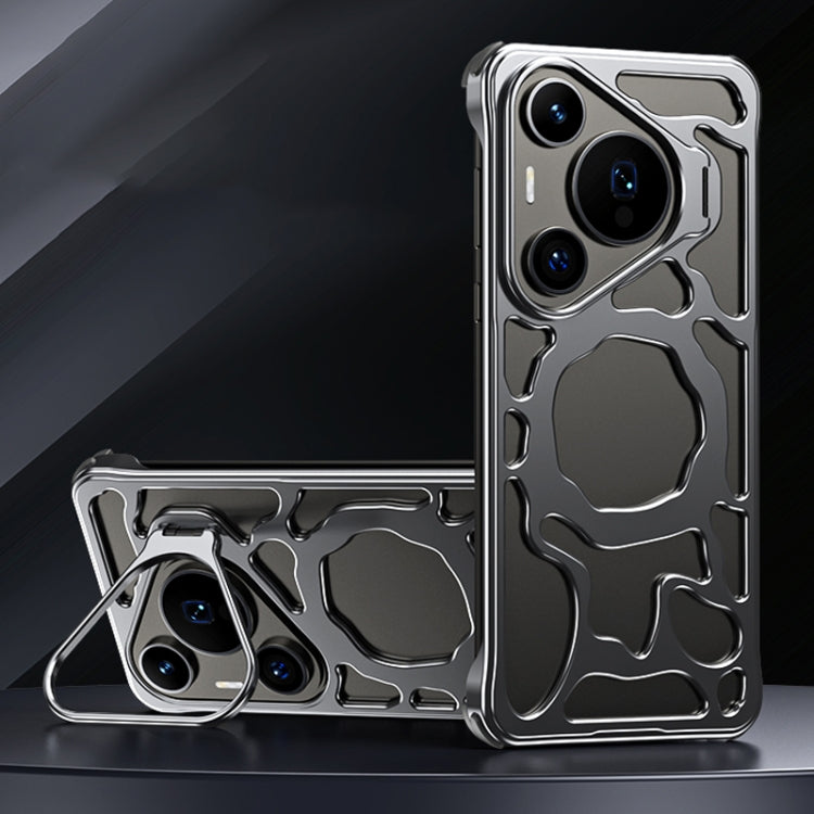 For Huawei Pura 70 Pro Auspicious Cloud Series MagSafe Metal Phone Case with Bracket(Grey) - Huawei Cases by buy2fix | Online Shopping UK | buy2fix