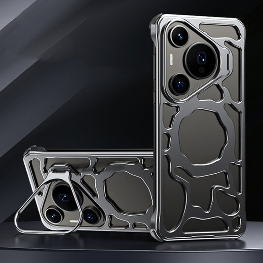 For Huawei Pura 70 Pro Auspicious Cloud Series MagSafe Metal Phone Case with Bracket(Grey) - Huawei Cases by buy2fix | Online Shopping UK | buy2fix