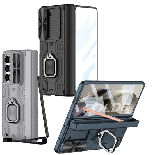For Samsung Galaxy Z Fold6 GKK Integrated Folding Alloy Shell PC Phone Case with Pen Box, Not Included Pen(Black) by GKK