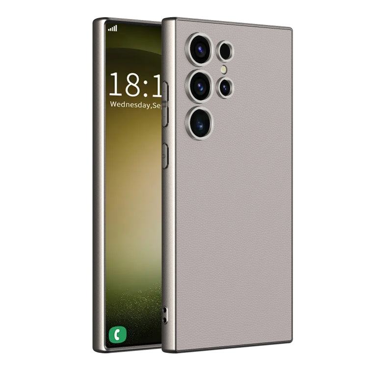 For Samsung Galaxy S23 Ultra 5G GKK Metal Paint Skin Feel Leather Full Coverage Phone Case(Titanium Grey) by GKK