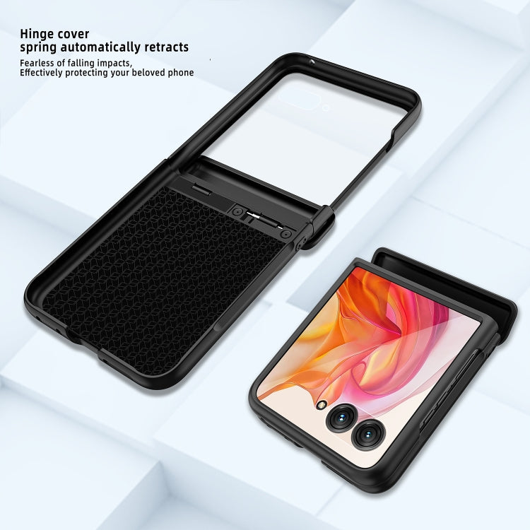 For Motorola Razr 50 Ultra Integrated Fold Hinge Grid Texture Phone Case(Black) by buy2fix