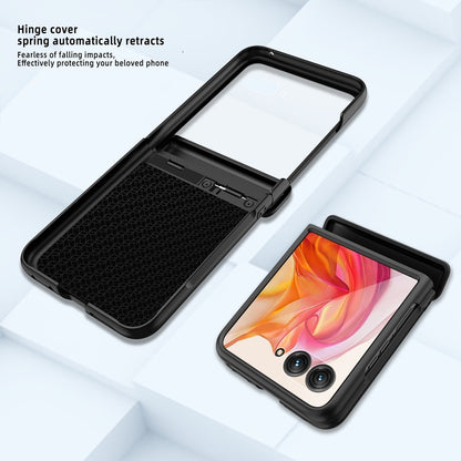 For Motorola Razr 50 Ultra Integrated Fold Hinge Grid Texture Phone Case(Purple) by buy2fix