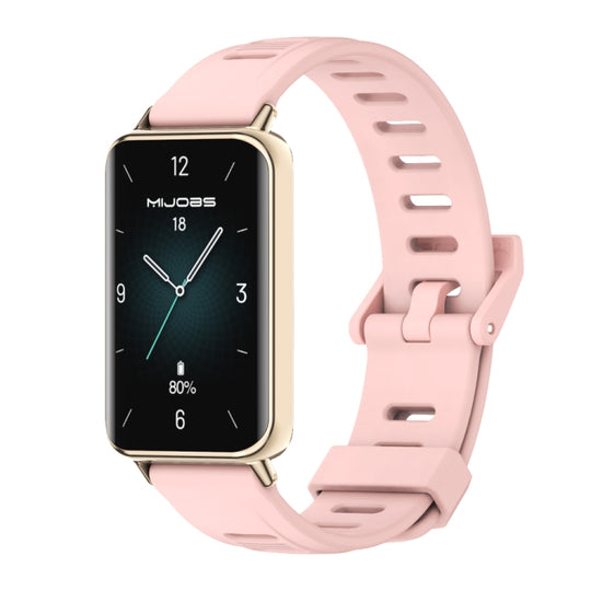 For Honor Band 10 / 9 MIJOBS Flat Hole Breathable TPU Watch Band(Pink Light Gold)